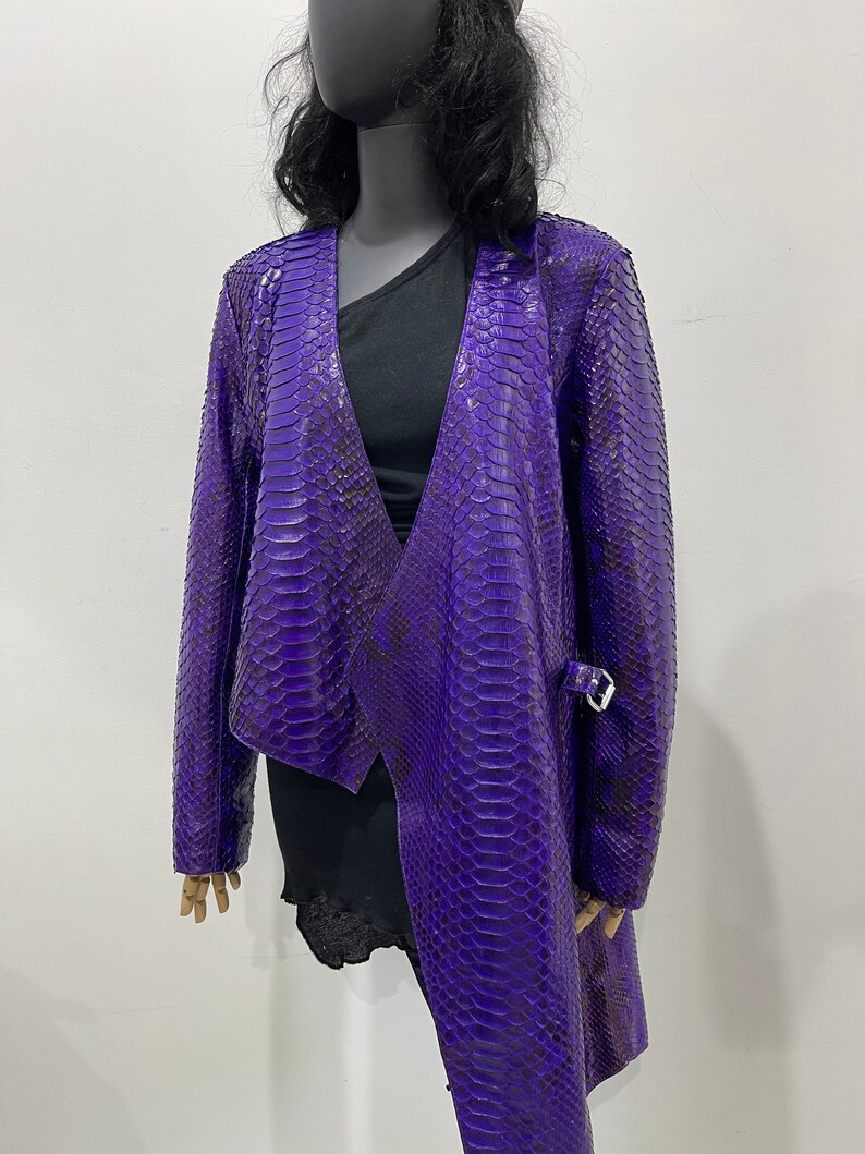 Woman's Snakeskin Jacket Purple Python Leather Jacket Purple Snakeskin Jacket Violet Snakeskin Coat Violet Leather Jacket image 3