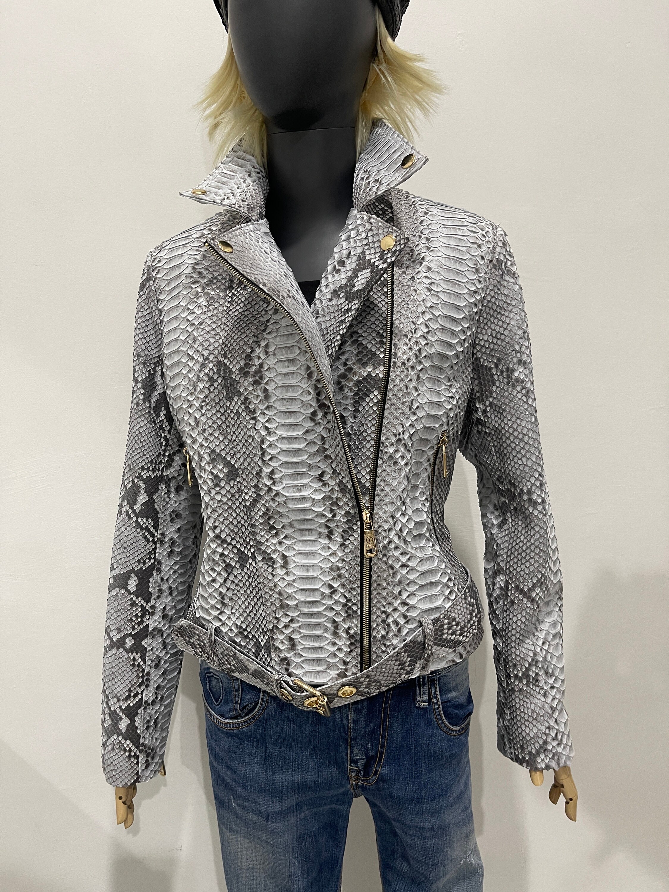 Women's Snakeskin Jacket, Python Leather Jacket, Real Python Leather ...