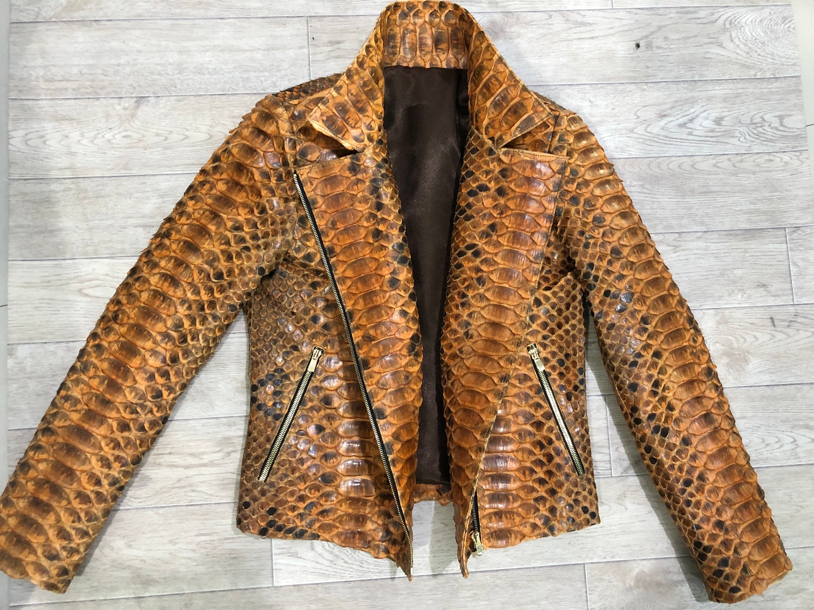 King python leather jacket Snakeskin jacket Dragon python | Etsy
