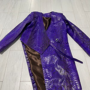 Woman's Snakeskin Jacket Purple Python Leather Jacket Purple Snakeskin Jacket Violet Snakeskin Coat Violet Leather Jacket image 9