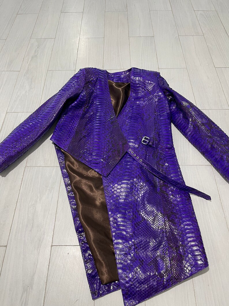 Woman's Snakeskin Jacket Purple Python Leather Jacket Purple Snakeskin Jacket Violet Snakeskin Coat Violet Leather Jacket image 9
