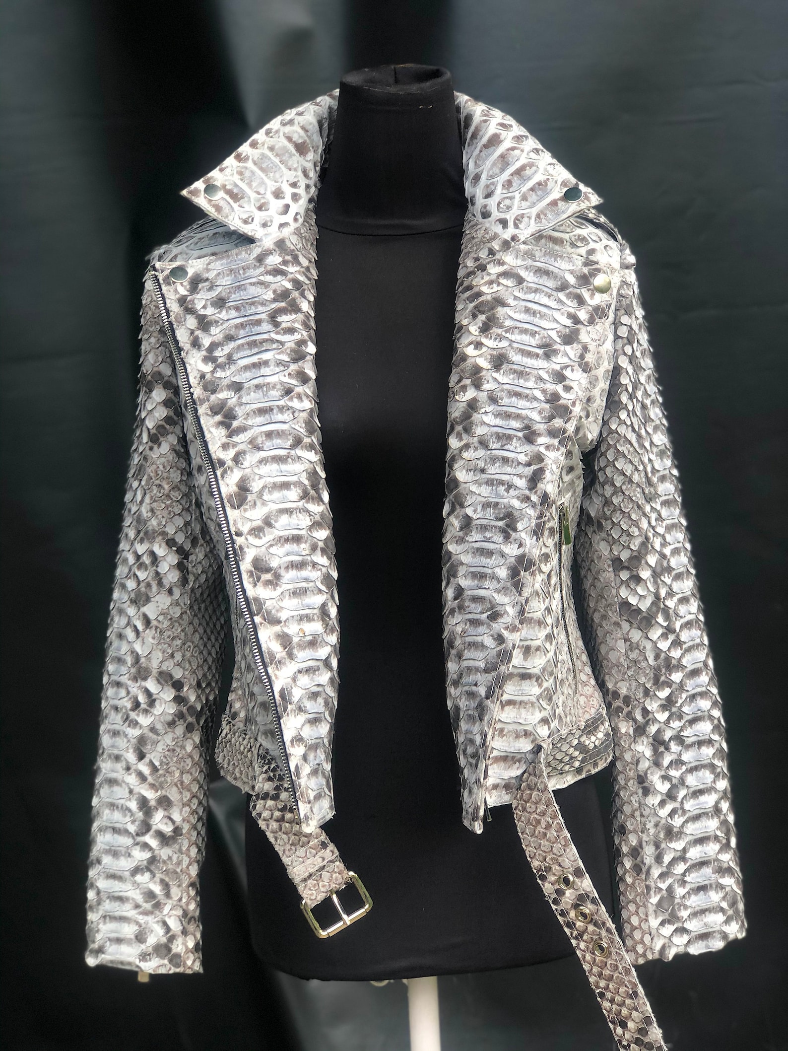 Dragon python leather jacket Women&rsquo;s snakeskin jacket | Etsy