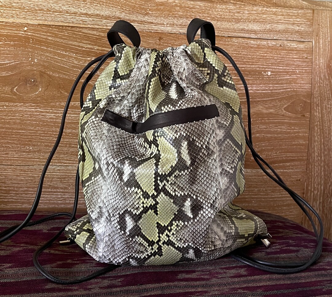 Python Leather Backpack, Soft Snakeskin Backpack, Leather Soft Rucksack ...