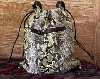 Python Leather Backpack, Soft Snakeskin Backpack, Leather Soft Rucksack, Woman’s Leather Bag