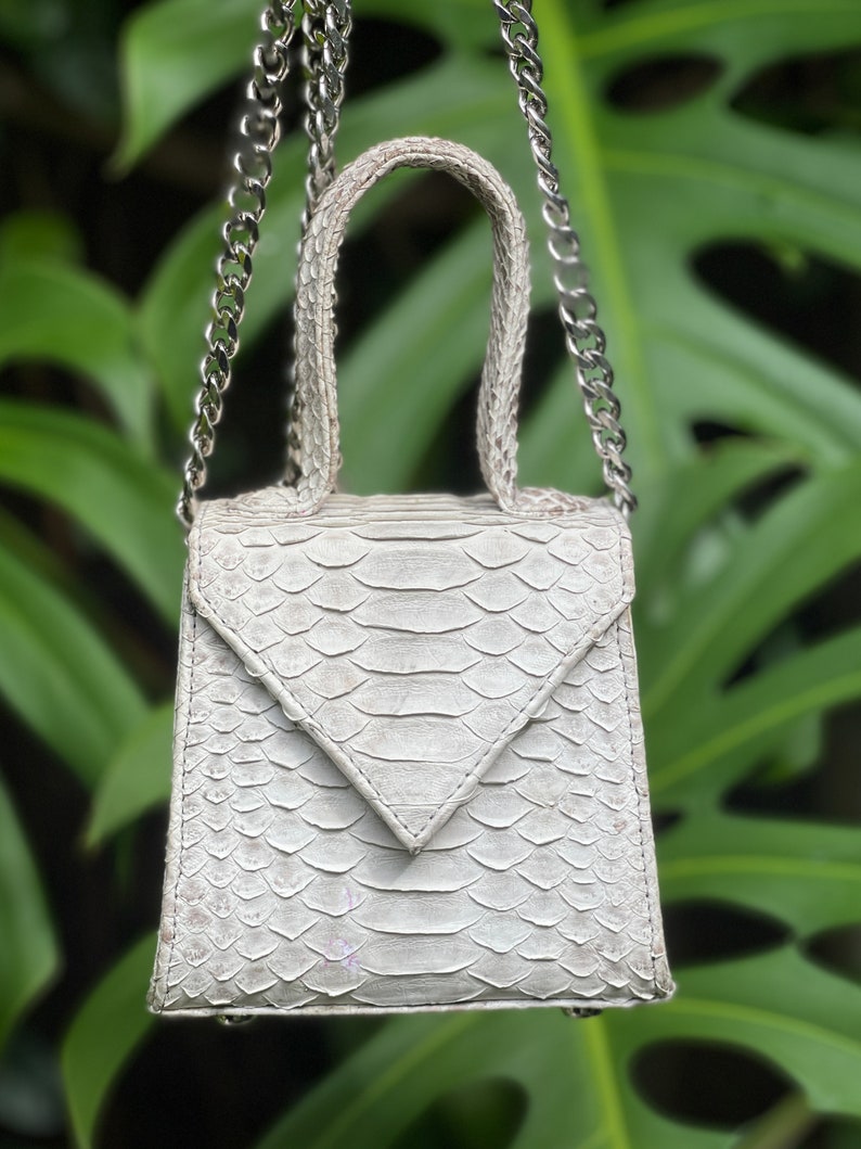 White Python Handbag Snakeskin Crossbody Bag, Real Python Leather Bag, Python Purse, Petty ...