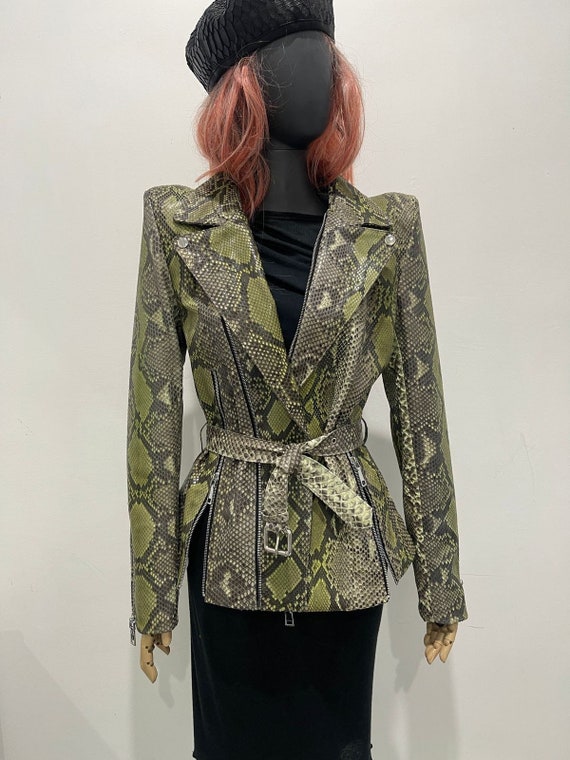 Veste en peau de serpent pour femme veste en cuir de python vert Etsy Canada