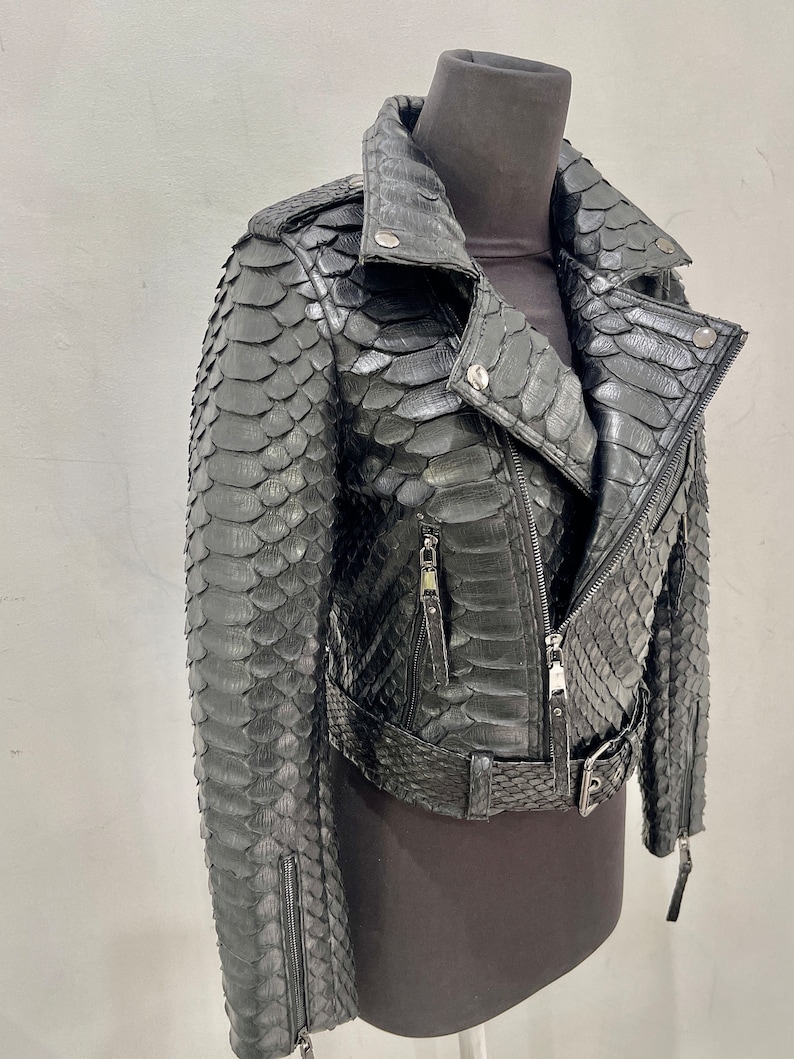 Custom Python Leather Jacket Womans Biker Snakeskin Jacket - Etsy