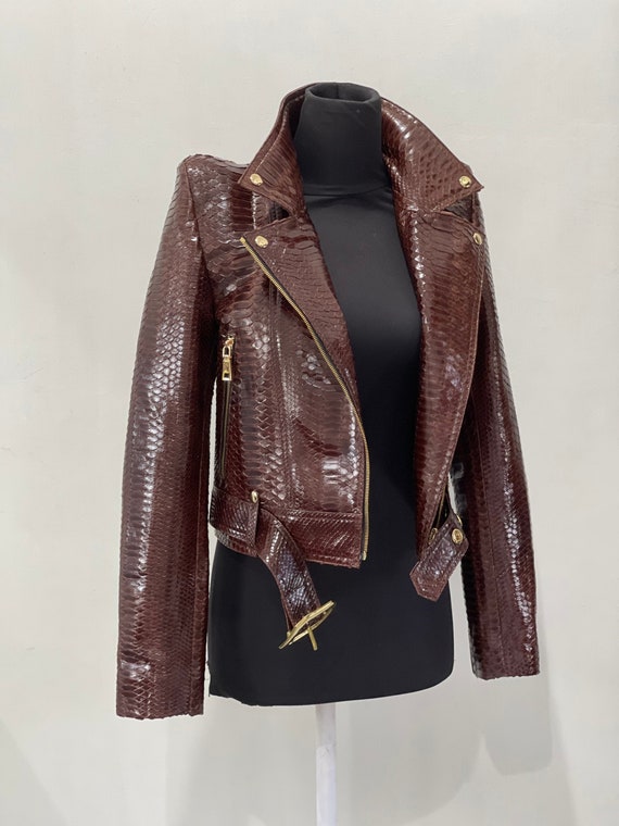 Brown Snakeskin Jacket Python Leather 