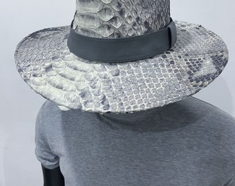 Gray Rancher Fedora Hat w/ Snakeskin Hat Band The Silverado Snakeskin Hat Band – Carl & Priscilla main image 3