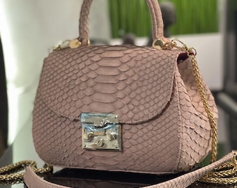 Bolso bandolera de piel de serpiente, monedero de piel de pitón, bolso de piel pequeño, bolso de noche de piel pequeño, cartera de piel de serpiente, clutch beige