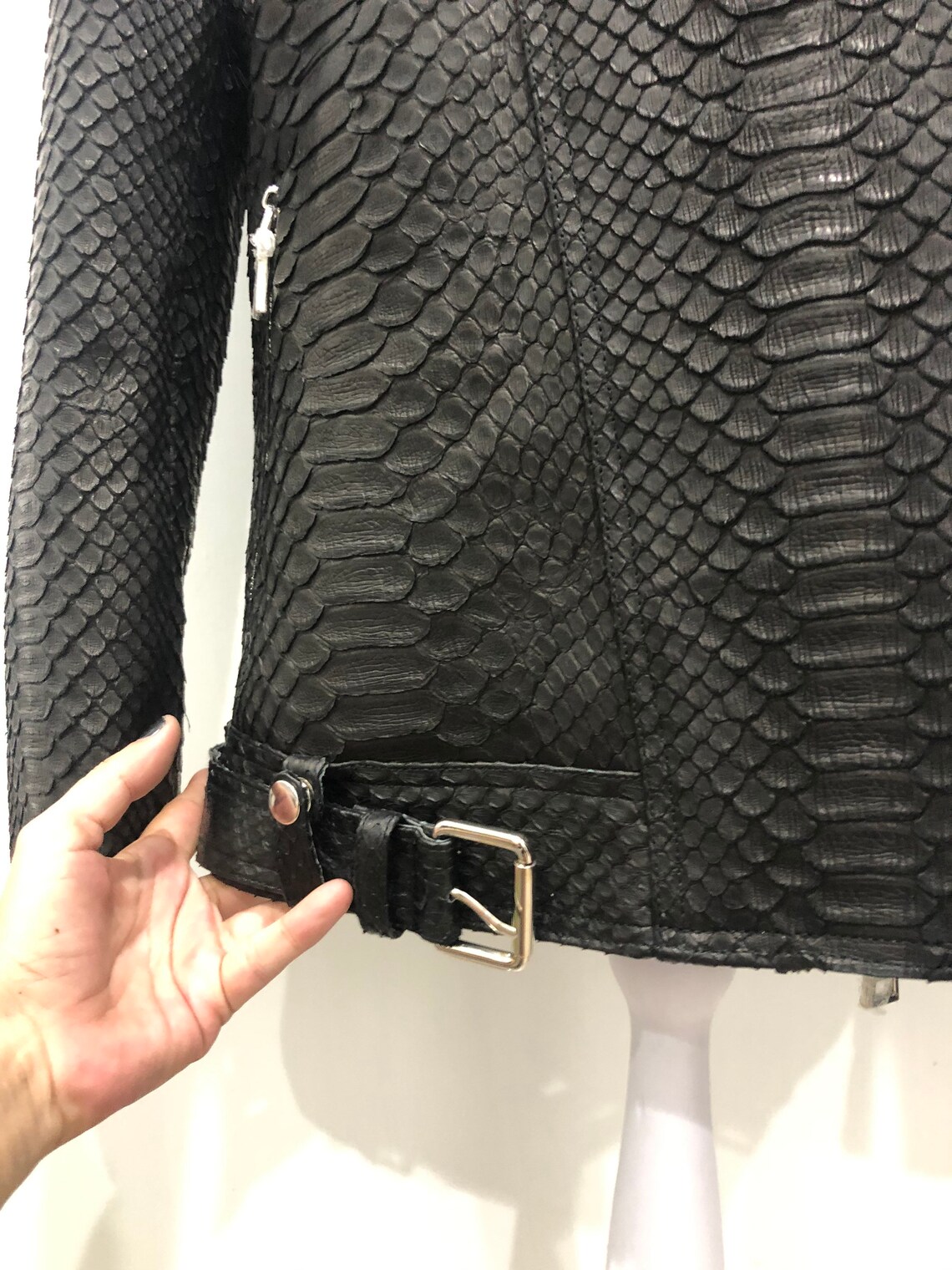Man’s Snakeskin Biker Jacket, Black Python Leather Jacket, Leather ...