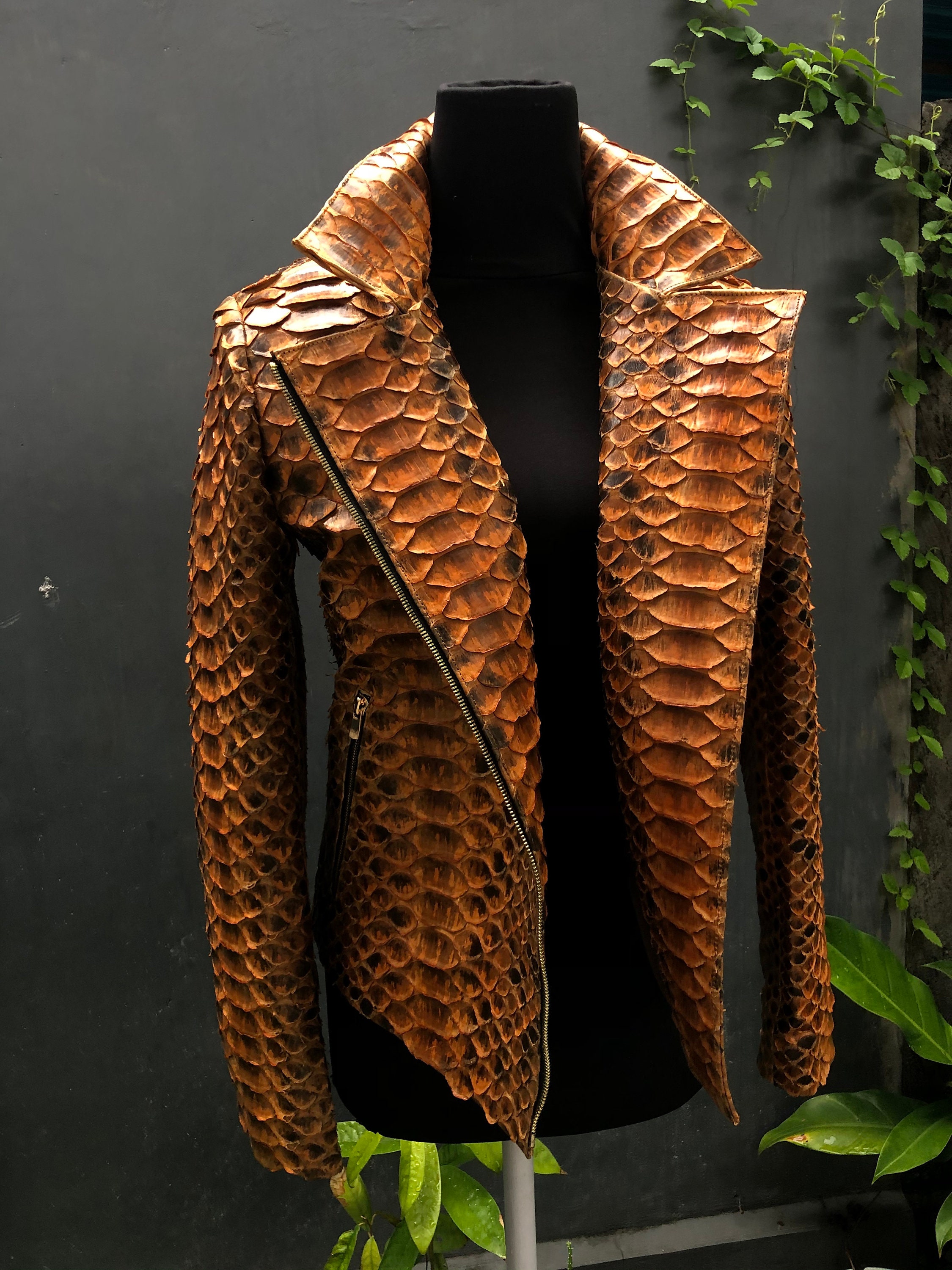 King python leather jacket Snakeskin jacket Dragon python Etsy