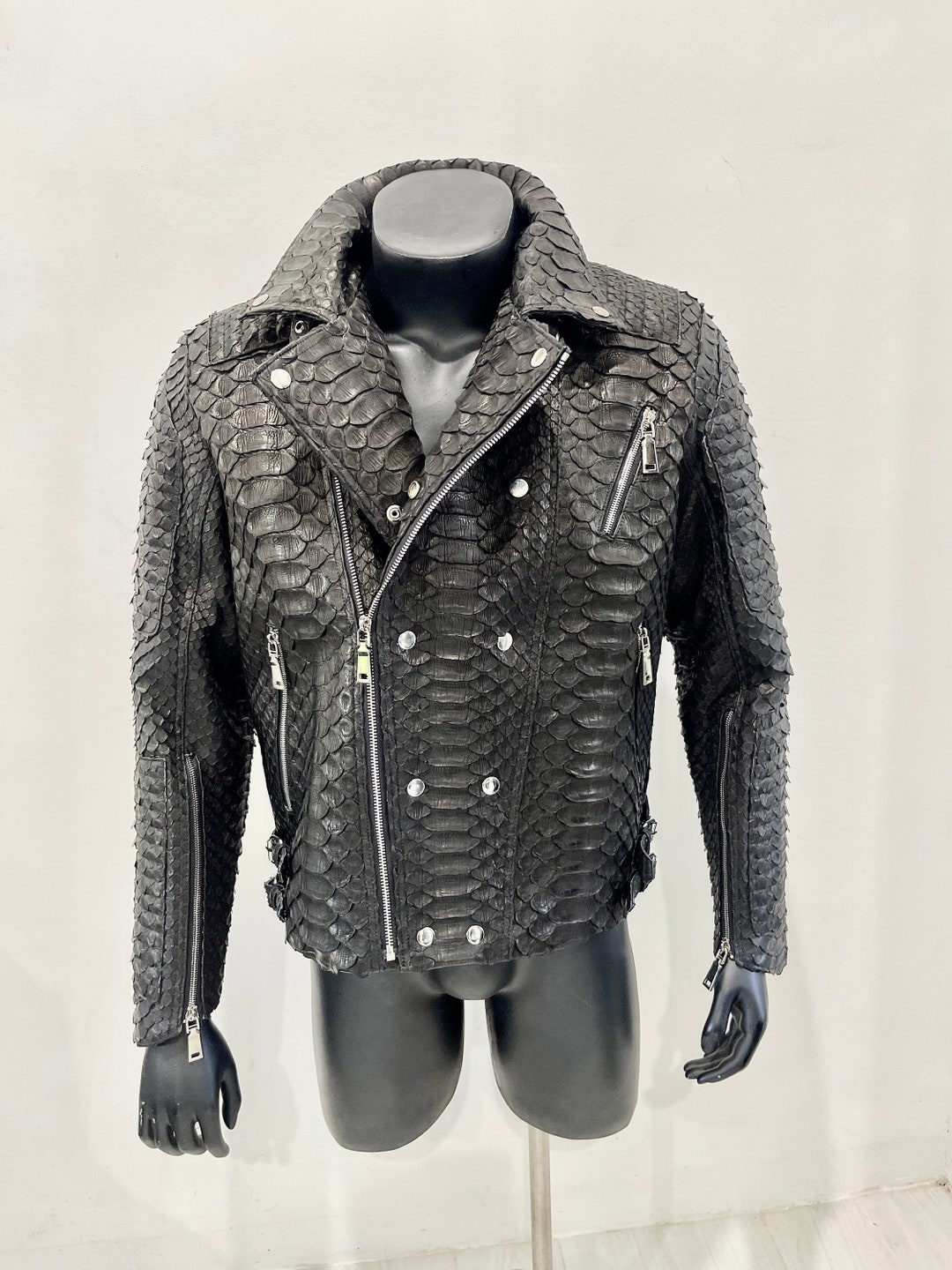 Men's Custom Biker Jacket KING Snakeskin Motorcycle - Etsy