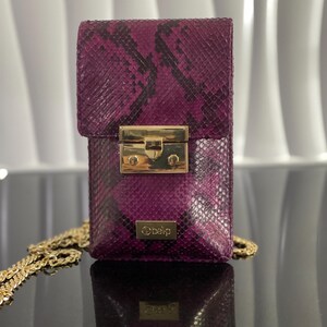 Funda de piel de pitón para teléfono, bolso de piel para teléfono, monedero, cartera de piel, cartera de piel de serpiente