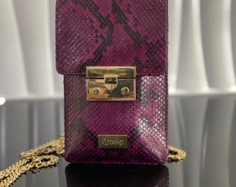 携帯電話用パイソンレザーケース、携帯電話用レザーバッグ、携帯電話用財布、レザーウォレット、ヘビ革バッグウォレット