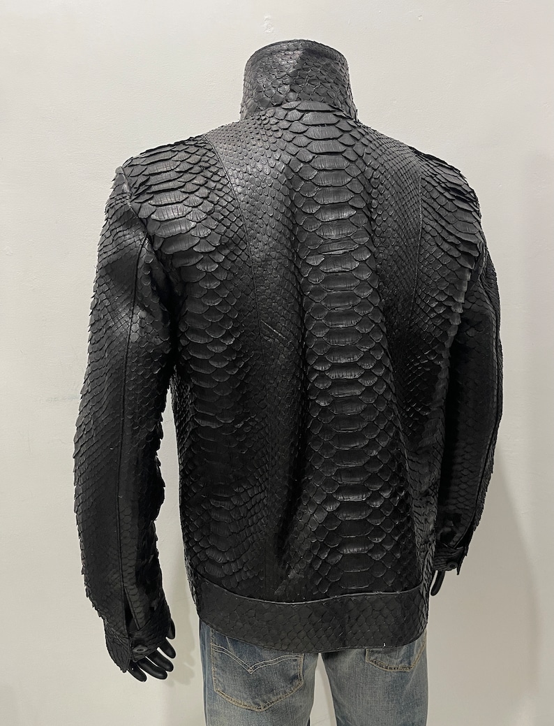 Men's KING Snakeskin Jacket, Black Python Leather Jacket for Men ...