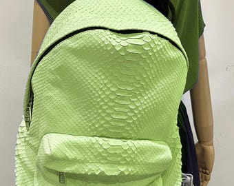 Python Backpack, Unisex Python Leather Backpack, Snakeskin Rucksack, Soft  Leather Backpack