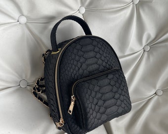 Snakeskin Backpack,Dragon Python Leather Rucksack,Python Snakeskin Leather Backpack, Bag Premium Quality Handmade