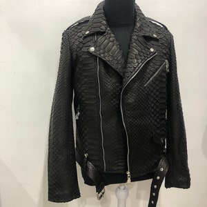 Men's Dragon Snakeskin Jacket Black Python Leather Jacket - Etsy
