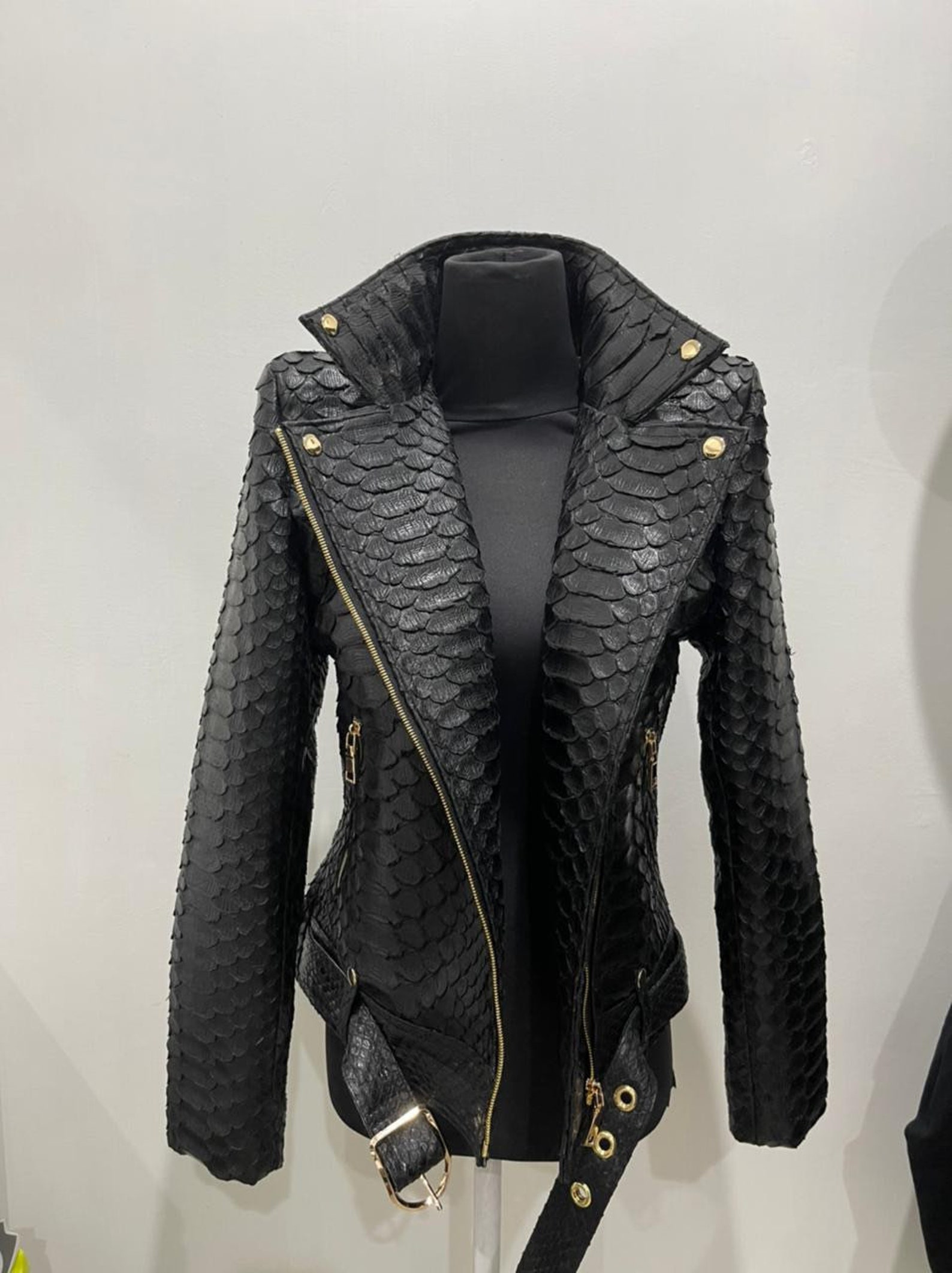 Dragon Python Leather Jacket Women's Snakeskin Jacket Etsy