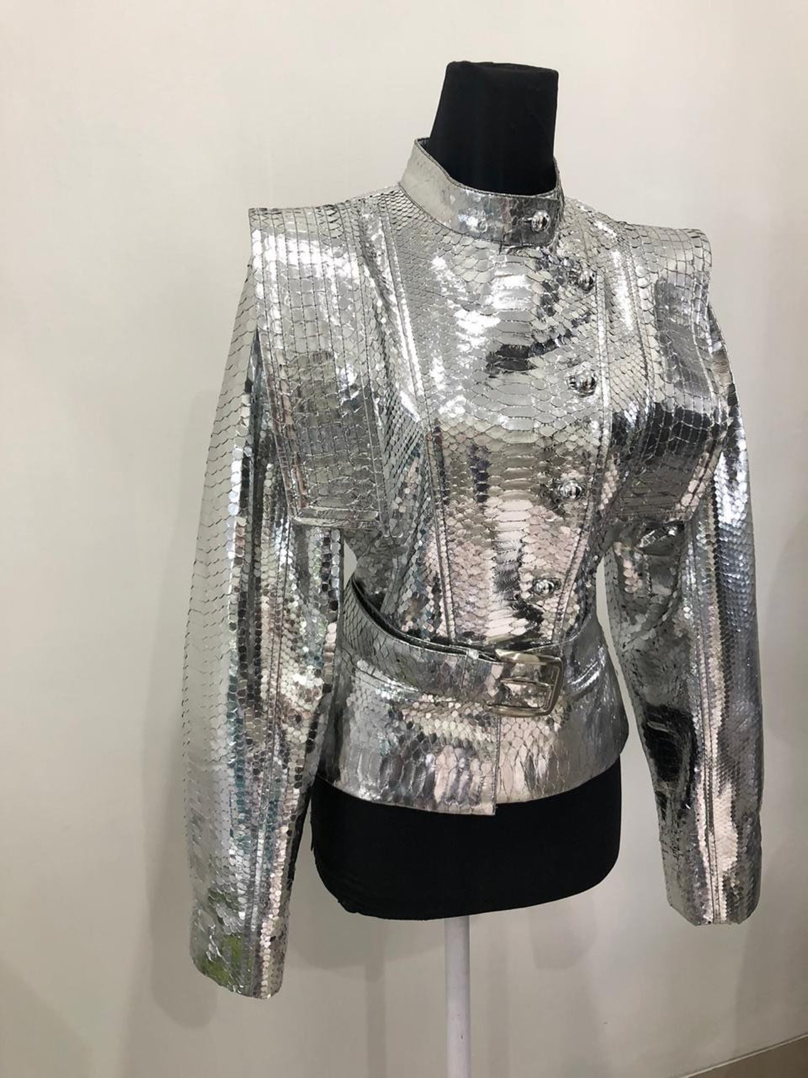 Silver Snakeskin Jacket /vest, Python Leather Jacket, Snakeskin Vest ...