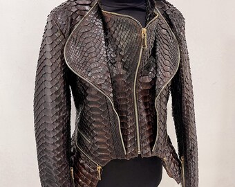 ジャケット・アウター Python Python Leather Moto Jacket | Philipp Plein