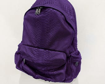 Python Leather Backpack, Snakeskin Rucksack, Unisex Leather Backpack, Soft Python Leather Backpack