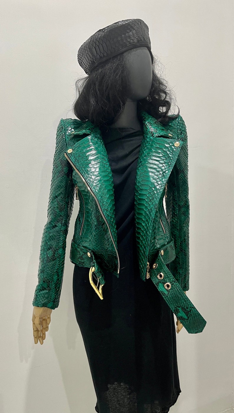 Green Snakeskin Jacket Womens Python Leather Emerald | Etsy