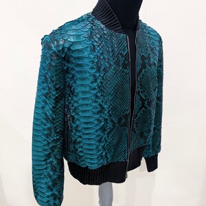 Man’s KING Snakeskin Bomber Jacket, Blue Custom Jacket for Men, Dragon ...