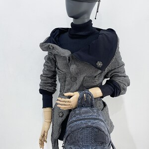 Python Leather Backpack, Snakeskin Backpack, Gray Leather Rucksack ...