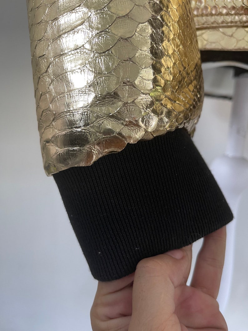 Golden Snakeskin Jacket, Python Leather Jacket, Woman's Golden Leather ...