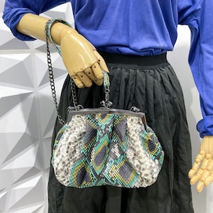 Python Leather Crossbody, Snakeskin Crossbody Bag, Python Leather Bag, Multicolor Woman Bag