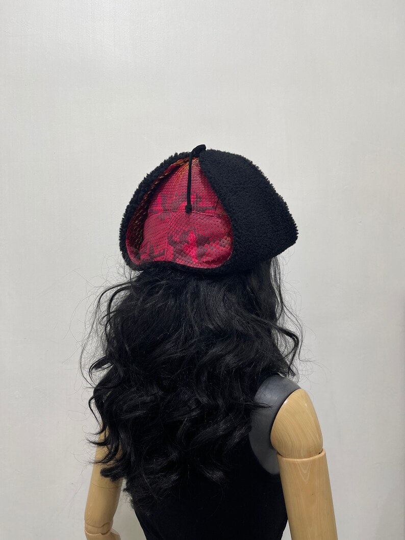 Python Leather Trapper Hat, Winter Snakeskin Hat image 7