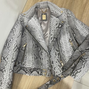 Women's Snakeskin Jacket, Python Leather Jacket, Real Python Leather