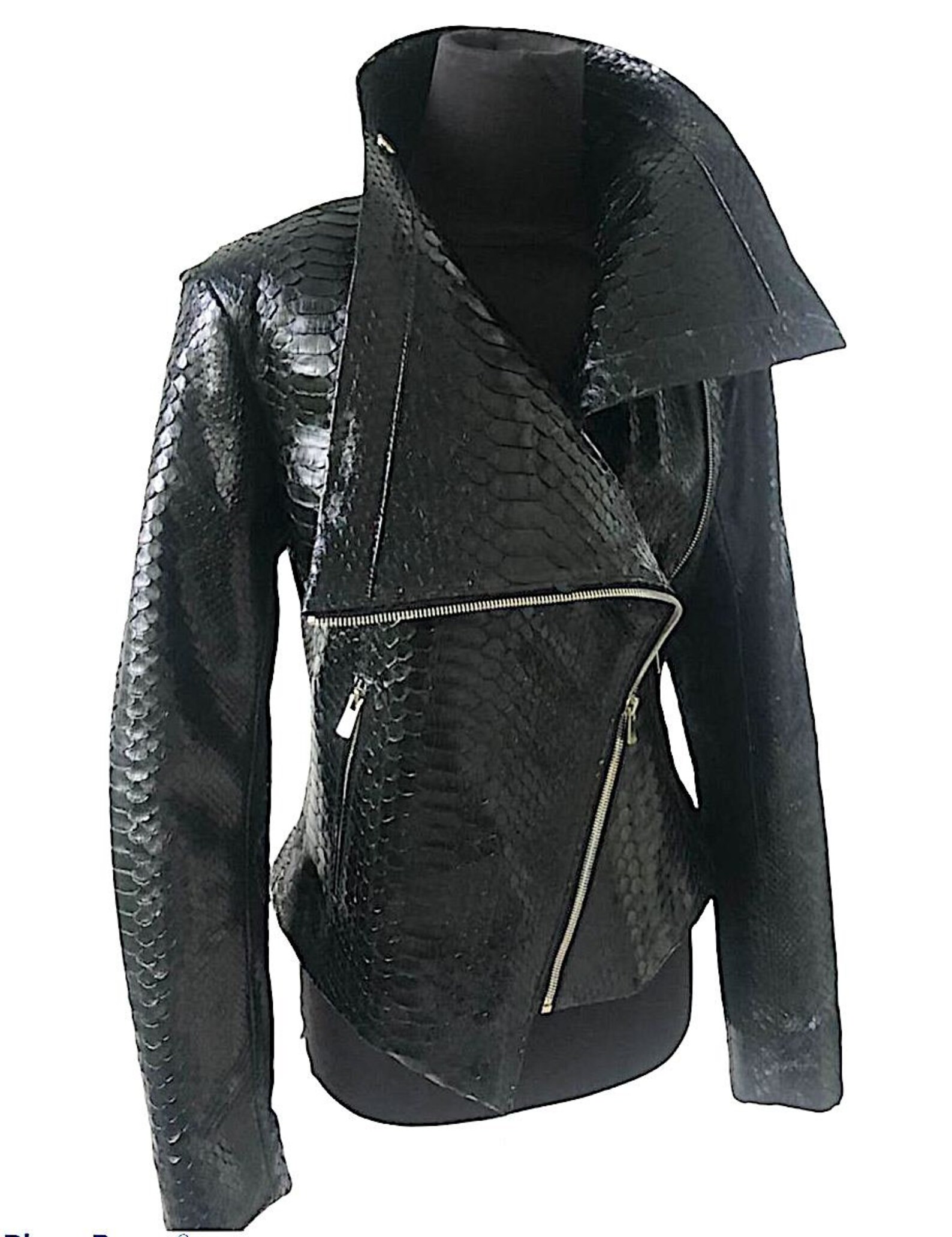 Snakeskin Jacket Python Leather Jacket Black Glossy Leather | Etsy