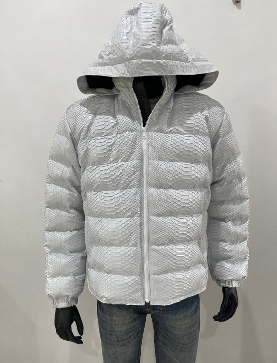 Snakeskin Duck Down Jacket Python Leather Puff Jacket Winter 