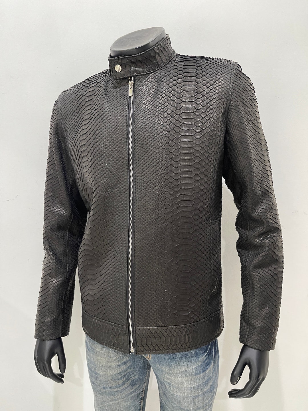 Snakeskin Jacket for Man Black Python Leather Jacket Natural - Etsy