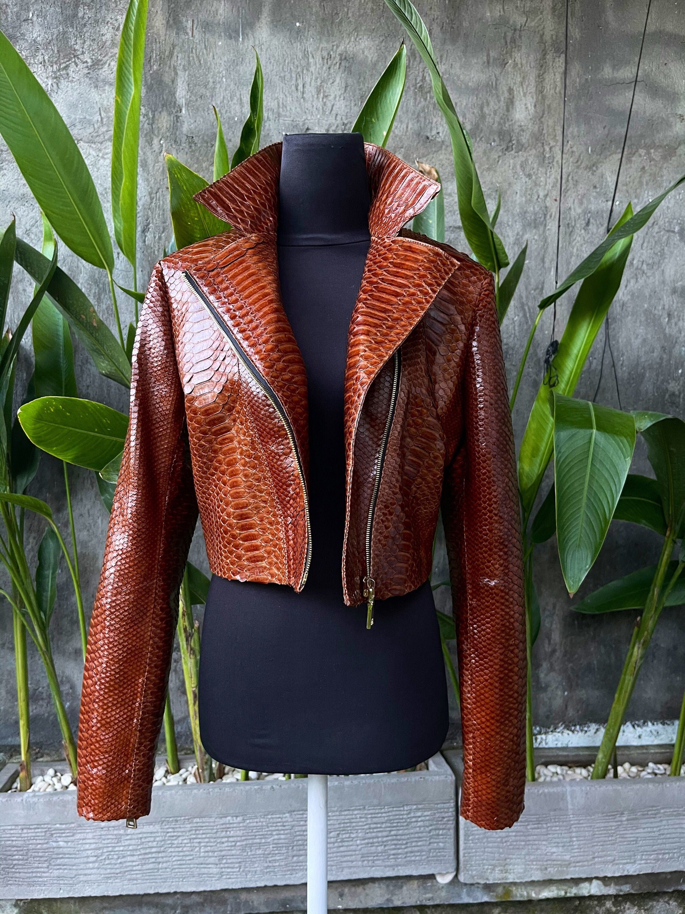 Custom Woman's Leather Jacket Python Leather Biker - Etsy.de