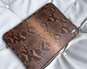 Snakeskin Laptop Case, Python Leather Briefcase, Snakeskin Messenger Bag