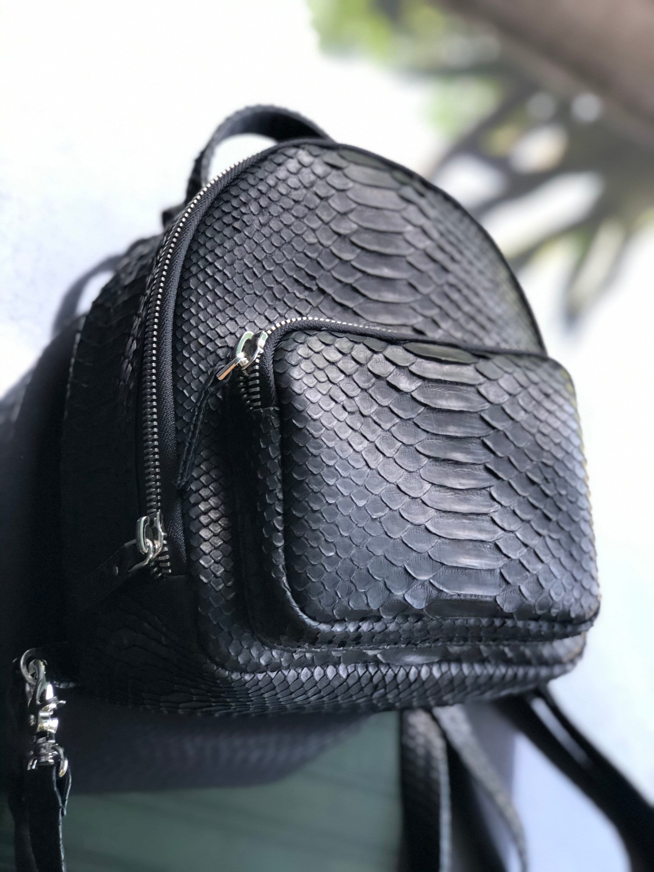 Woman Python Leather Backpack Black Snake Skin Purse Exotic Gift Streetstyle Trend Luxury Premium Quality Handmade Etsy Canada