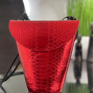 Python Leather Crossbody, Snakeskin Crossbody Bag, Python Leather Bag, Red Leather Woman Bag
