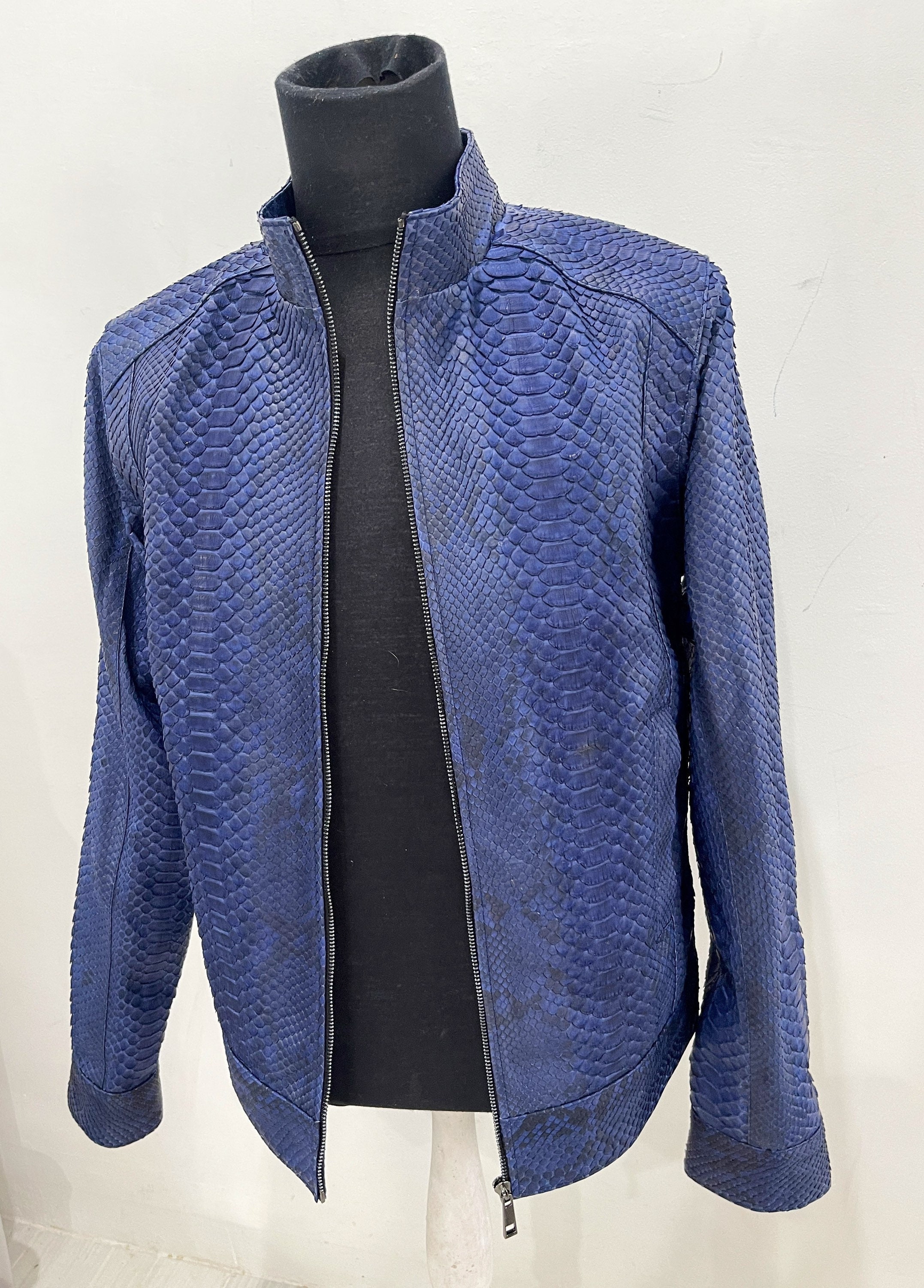 Man s Snakeskin Jacket Python Jacket Blue Snakeskin Jacket Motorcycle Leather Jacket for Man Mans Snakeskin Jacket Etsy