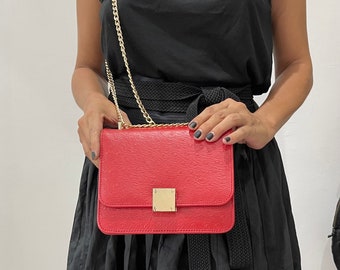 Red leather crossbody bag | Leather bag | Leather purse