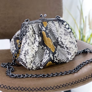 Python Leather Crossbody, Snakeskin Crossbody Bag, Python Leather Bag, Multicolor Woman Bag