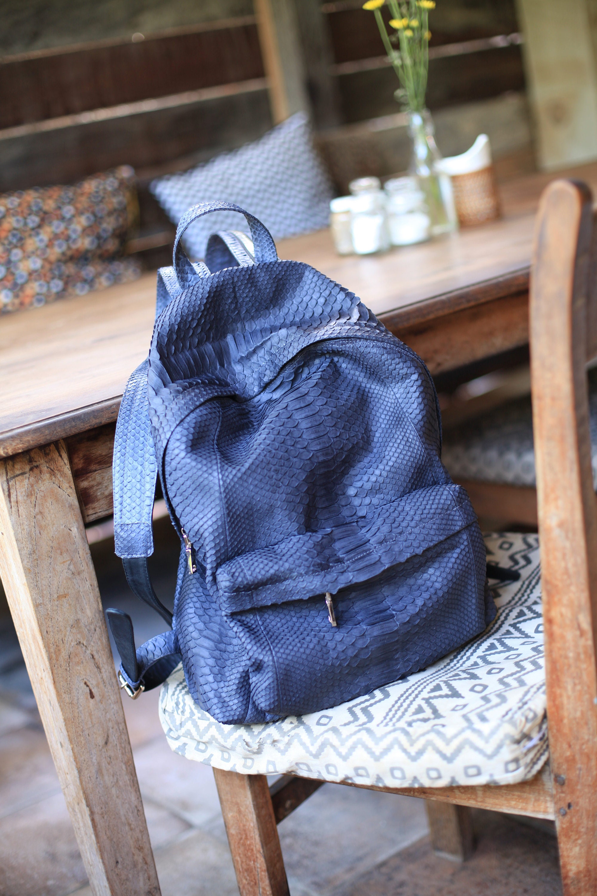 Snakeskin Soft Leather Backpack. Python Leather Backpack Laptop Bag Leather Rucksack Etsy