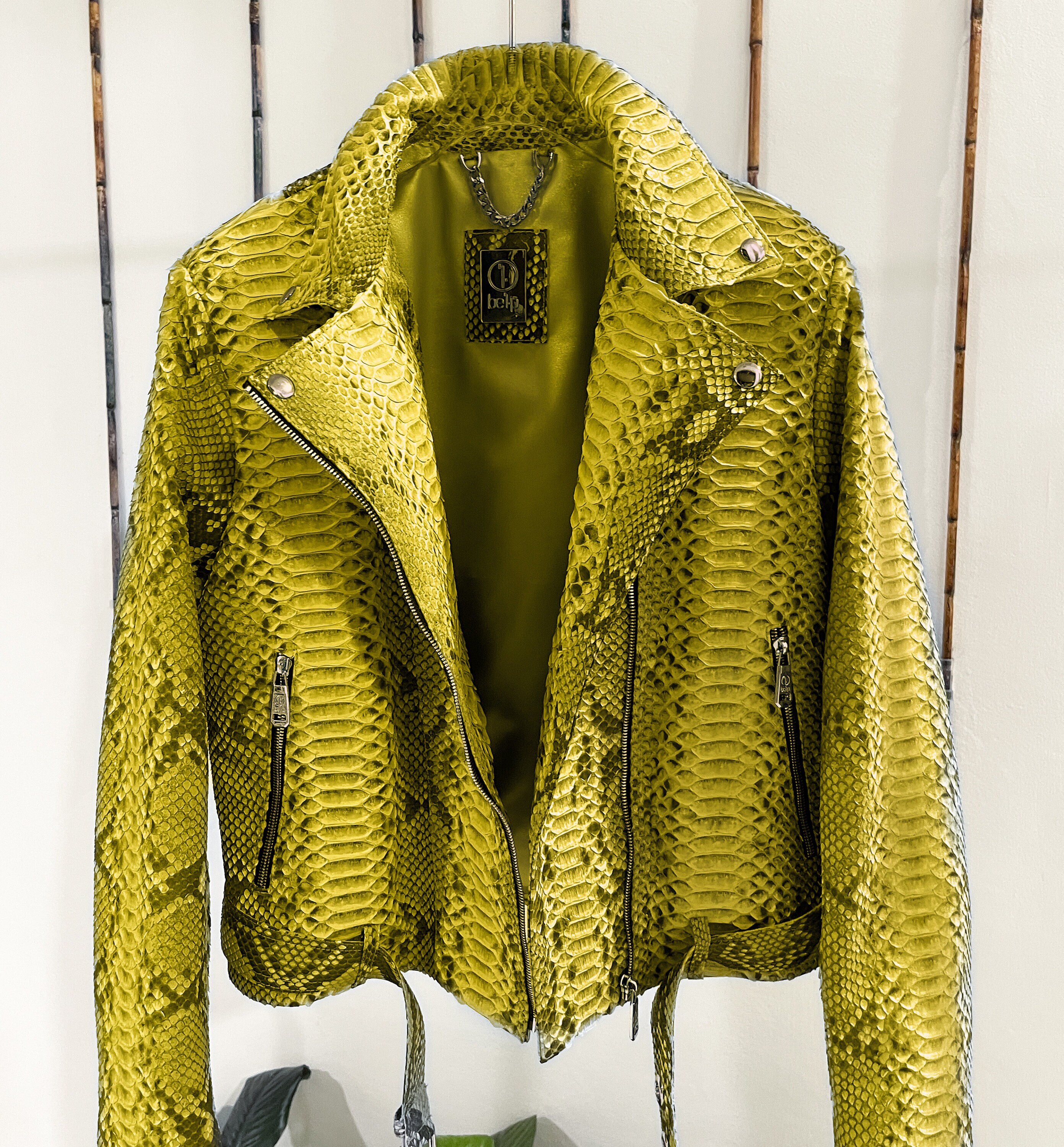 Green Snakeskin Jacket, Women's Python Leather Jacket