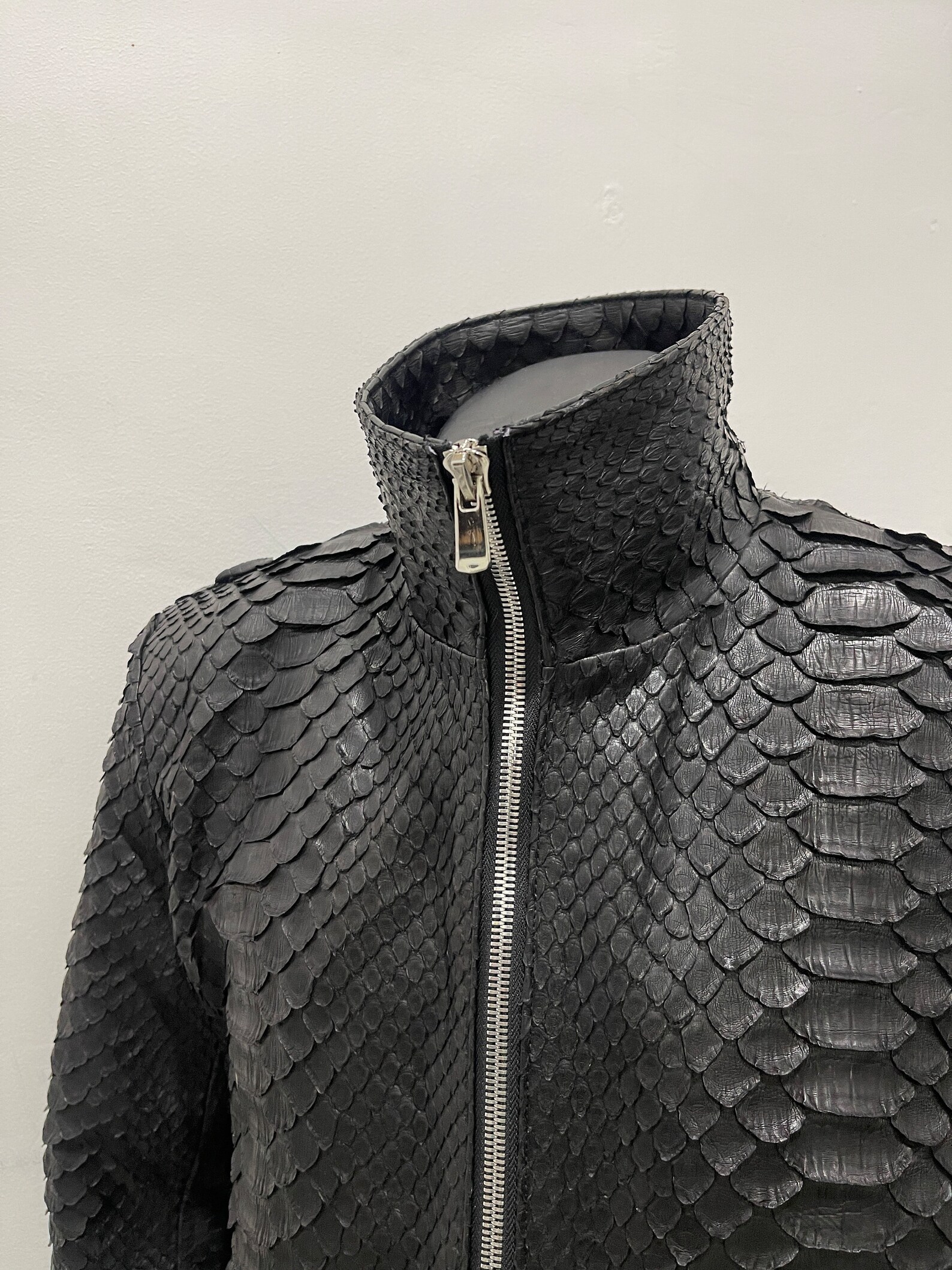 Men's KING Snakeskin Jacket, Black Python Leather Jacket for Men ...