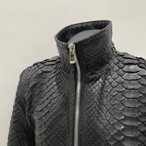 Men's KING Snakeskin Jacket, Black Python Leather Jacket for Men ...