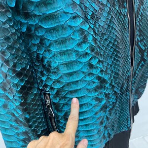 Man’s KING Snakeskin Bomber Jacket, Blue Custom Jacket for Men, Dragon ...