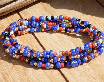 ARMBAND in blauw kleurrijke wikkelarmband gelaagde armband